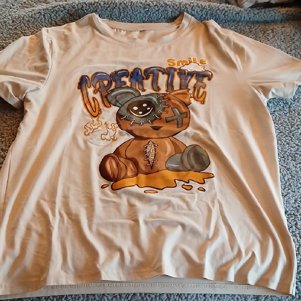 Creative Graphic T-Shirt with Teddy Bear Design